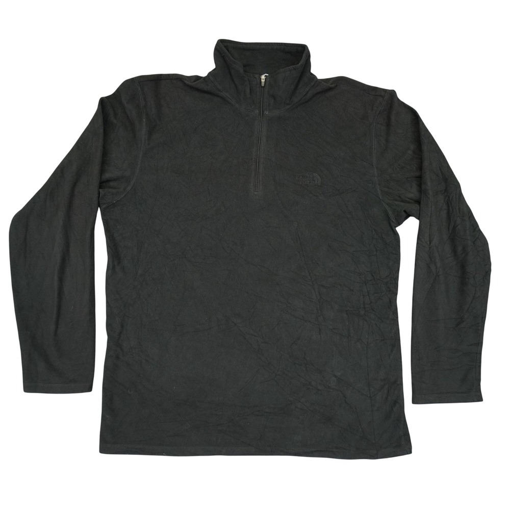 The North Face Fleece Pullover Mens L Dark Grey Black TKA 100 Quarter Zip
